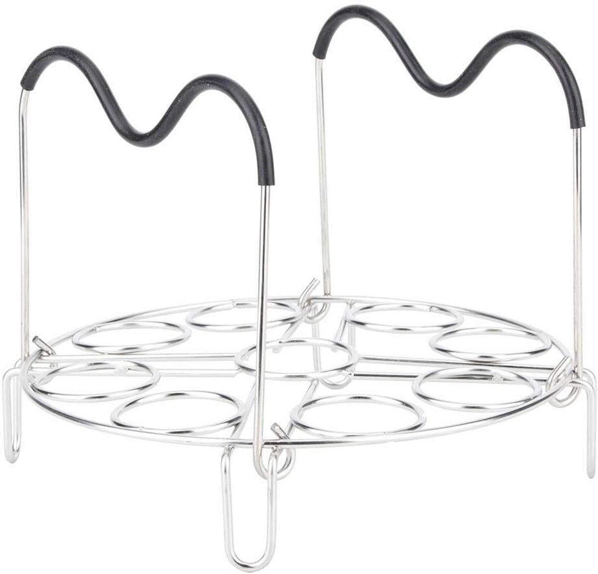 SnelShoppen - Ronde Stoomrek, RVS Eieren Stomer Rack met Handvat, Professionele Bak- en Afkoelrek, Keukenaccessoire voor 9 Eieren