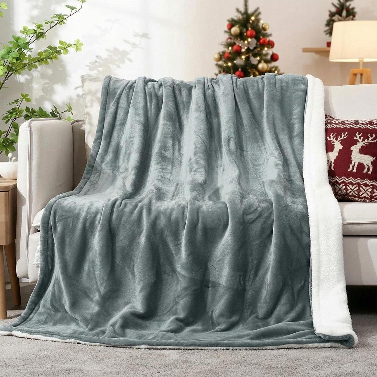 Elektrische Deken - Verwarmde Plaid - Warmte en Comfort - 6 Warmtestanden - 130x180cm - Lichtgrijs