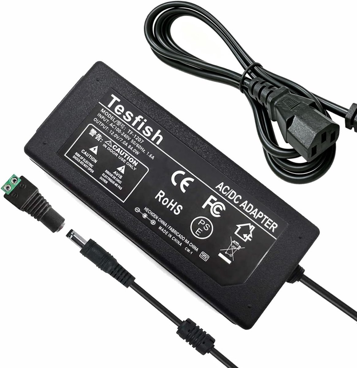 12V 7A Power Adapter Transformer 84W Adapter 5.5 x 2.1/2.5mm for CCTV, Camera, Router, LED 5050 2835 Strip Light - ShopVlot