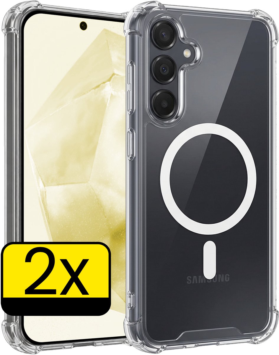 Hoesje - 2 Stuks - Geschikt voor Samsung Galaxy A35 - Magsafe Compatible - Sterk & Shockproof - Back Cover - Shock Proof Case - Telefoon Hoes - Telefoonhoesjes - Transparant
