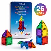 Joyage Magnetische tegels Reisset - Mini Magnetic tiles travel set - 26 stuks - Magnetisch bouwspeelgoed - Magnetisch speelgoed voor onderweg - Montessori Speelgoed voor in de auto vliegtuig - Magna tiles travel set - Magneten speelgoed constructie