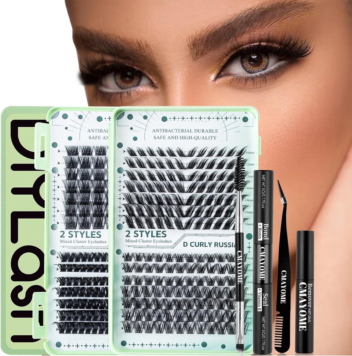 DIY Wimperextensions Set met 336 D Curl Wimperclusters, Mascara Borstel en Applicators - Ideaal voor Individuele Wimperverlenging van 10-16mm