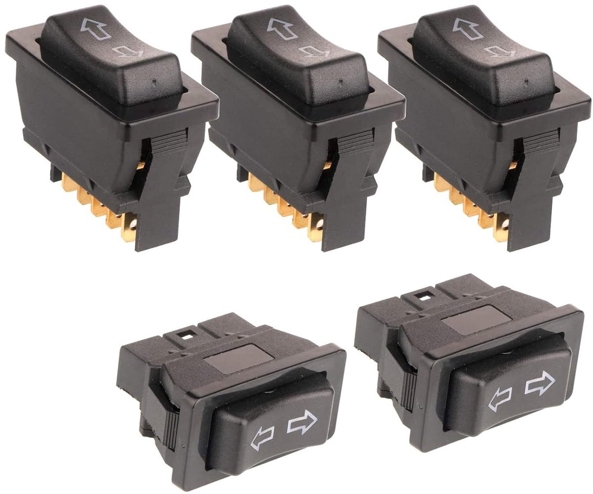 SnelShoppen - 5Pcs Rocker Switch Momentary Schakelaar voor Auto, Motor, Boot, 5-Pins Verbinder voor Raam Lifter, Hoogwaardige Plastic Schakelaar