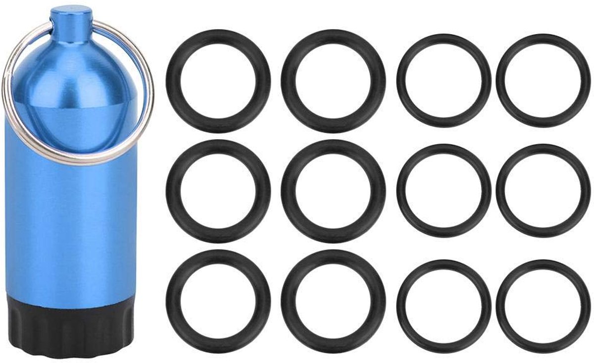 SnelShoppen - Duikcilinder O-Ringen, Opbergfles voor Duikcilinder met Ventielafdichtingsringen, Mini Aluminium Duikcilinder met 12 O-Ringen en Sleutel