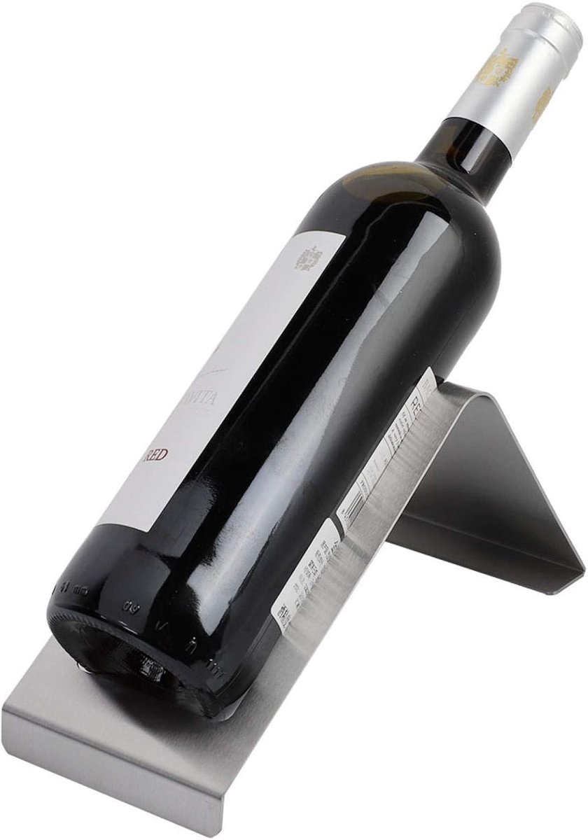 SnelShoppen - Minimalistisch RVS Wijnrek voor 1 Fles, 8.86 x 3.94 x 3.94 inch, Ideaal voor Keuken, Wijnexposities, Wijncollectie, Glanzend Roestvrij S
