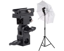 SnelShoppen - Yunir Flits Beugel, Hot Shoe Flits Umbrella Houder Lichtstandaard Beugel voor Foto Video Fotografie, Past op Standaard Lichtstands of St