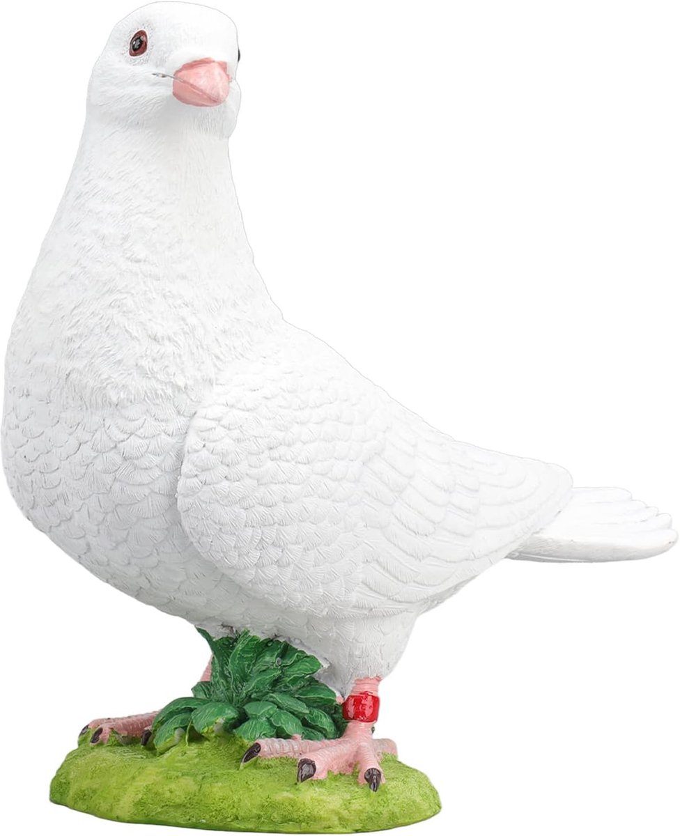 SnelShoppen - Kunststof Witte Duif Tuindecoratie - Realistische Vogel Ornament van Hars - Rustieke Decoratie voor Tuin en Huis - Ideaal voor Feesten e