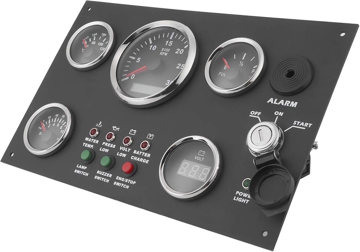 SnelShoppen - Digitale Indicator Set Groep Instrumenten RVS 316 Frontpaneel voor Auto, Boot, Vervoersmiddelen, Maatwerk Voertuigen