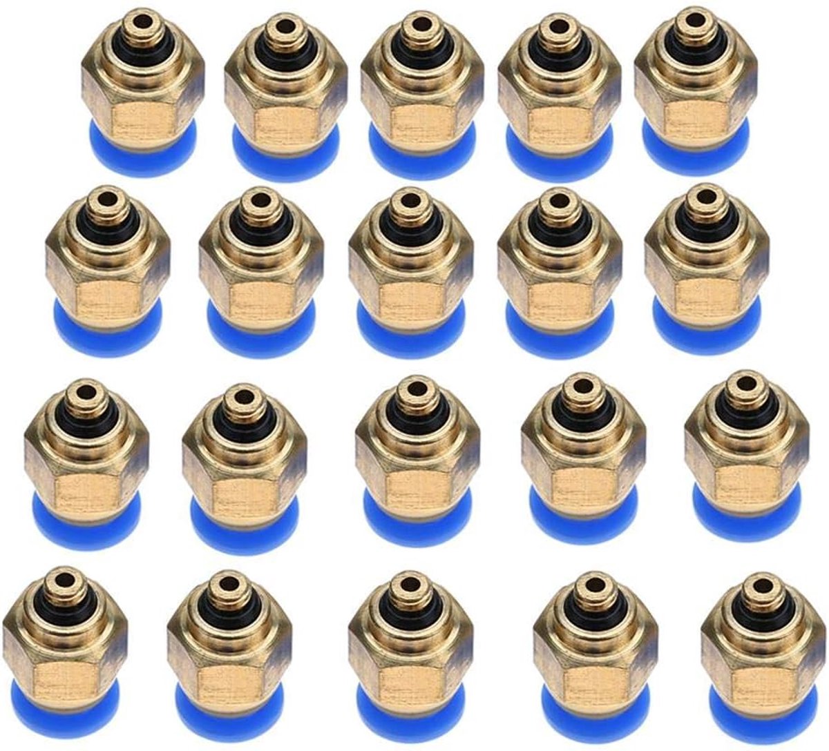 SnelShoppen - 4mm Trachea Pneumatische Snelsluitingen, Mannelijke Draad Rechte Stekker Connector, 1/4 Snelsluiting Pneumatische Bocht Snelsluiting voo