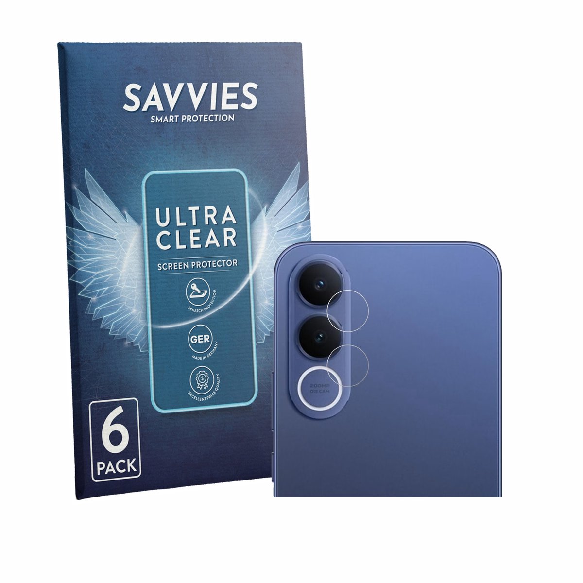 Savvies - Screenprotector voor Vivo V70 FE (ALLEEN Camera Lens) - Folie Beschermfolie transparant 6 Stuks