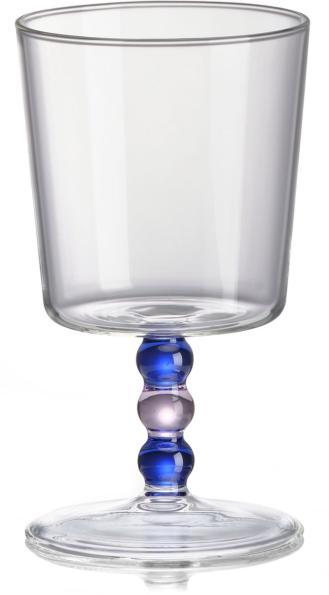 Set van 2 lage glazen op voet, 300 ml, blauw