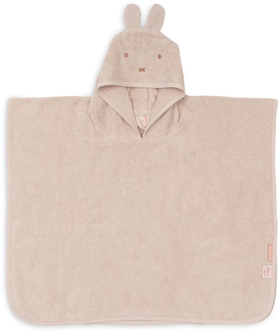 Roze badponcho met Miffy capuchon. De poncho heeft een zachte textuur en een geborduurd Miffy gezicht.