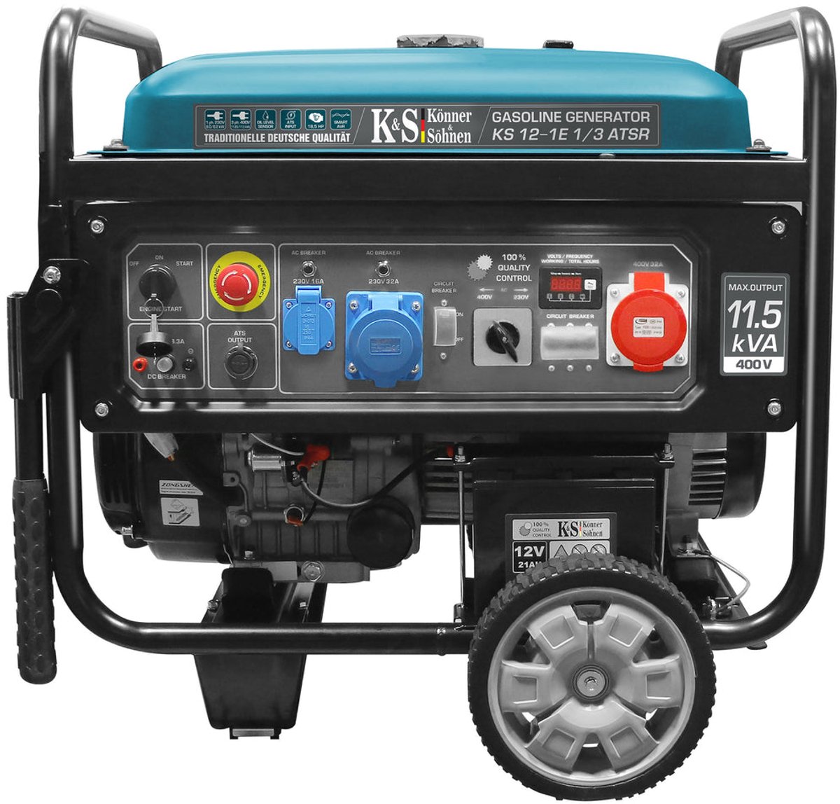 Benzinegenerator Könner & Söhnen KS 12-1E 1/3 ATSR - 11,5 kVA - 230V/400V - VTS