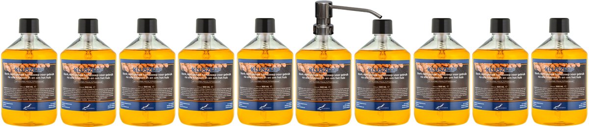 Kluszeep 500 ml - set van 10 stuks - met gratis RVS zilverkleurige pomp - Voordeelverpakking