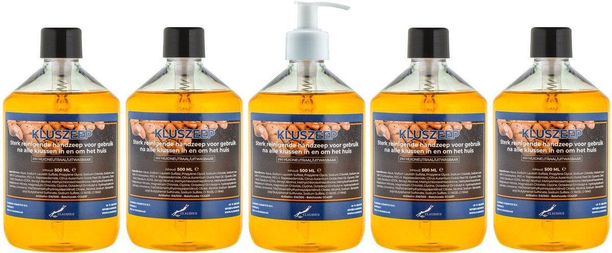 Kluszeep 500 ml - set van 5 stuks - met gratis pomp - Voordeelverpakking