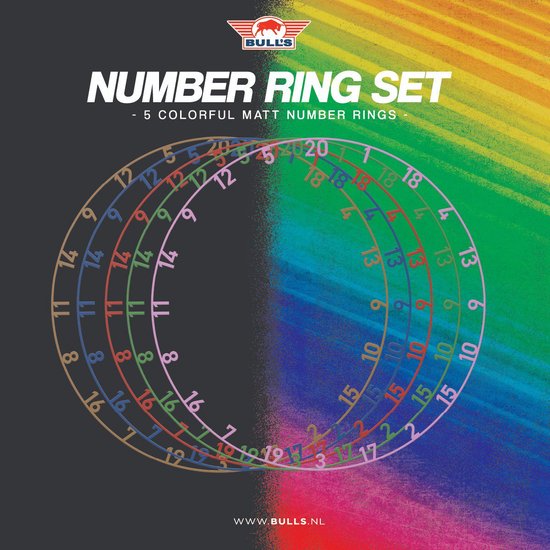 Bull's Colorful Matt Number Ring Set 5 Pieces van Bull's — afbeelding 3
