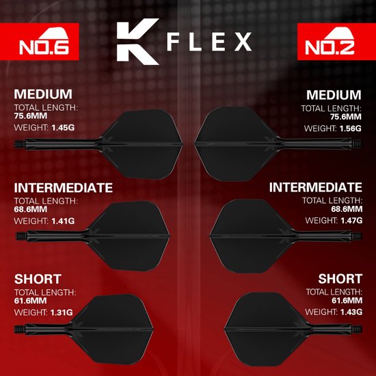 Target K-Flex Clear NO6 - Dart Flights - Short van Target — afbeelding 3