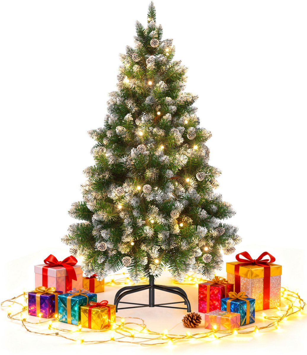 AUFUN Kunstkerstboom – 180 cm – Met Verlichting – 210 LED – Warm Wit – PVC Dennenboom