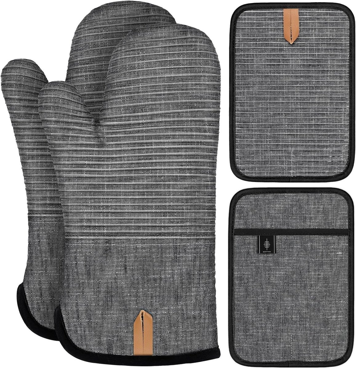 Pannenlappen Badstof - Grijs - 25,4 x 17,7 cm - Hittebestendig - Voor Koken en Bakken