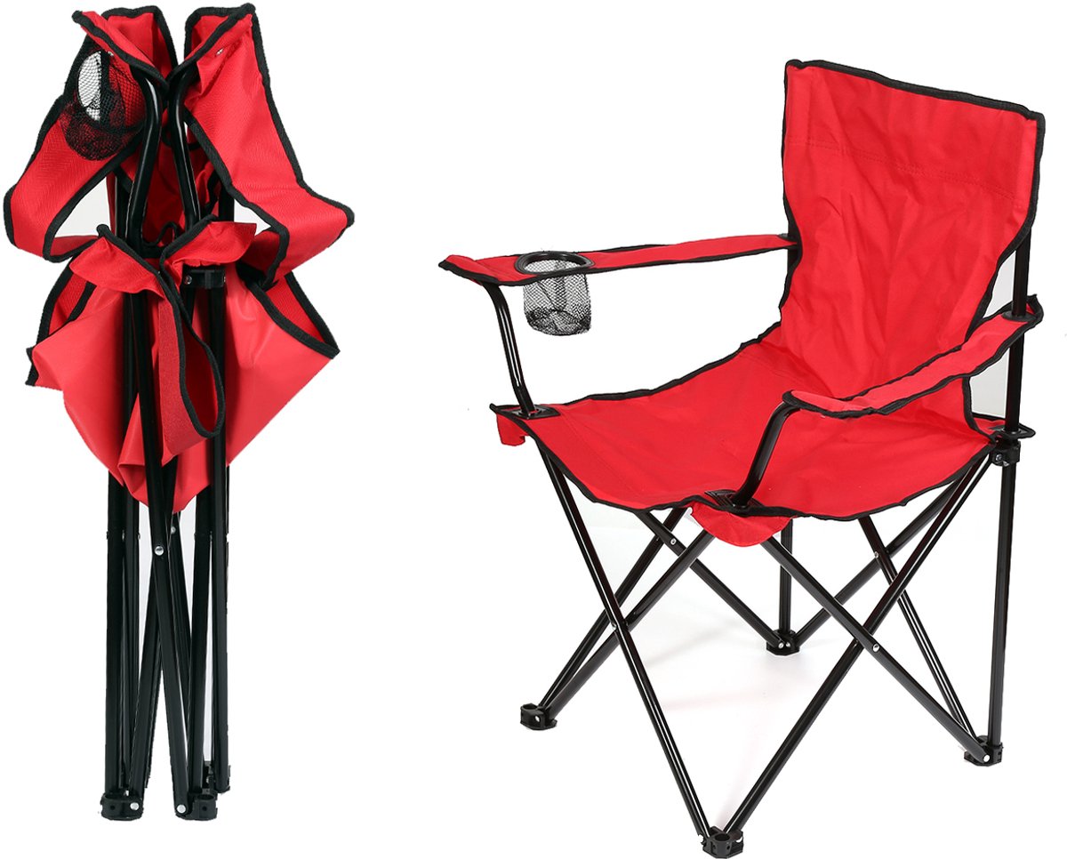 PIPIPOXER Campingstoelen - Opvouwbaar - Strandstoel - Draagvermogen 130 kg- Kampeerstoel - Vouwstoel - Strandstoel Opvouwbaarl - Camping - Incl. Draagtas- Rood