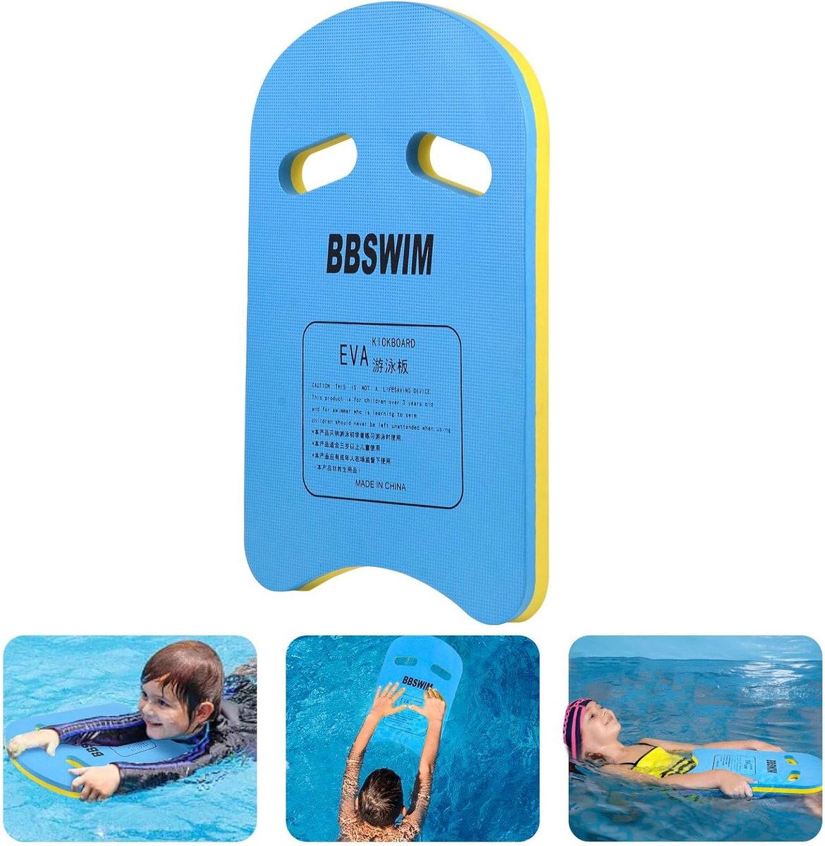 Zwemboard voor Kinderen en Volwassenen, Kickboard van PE-schuim met Handvatten, Ideaal voor Zwemtraining en Oefeningen