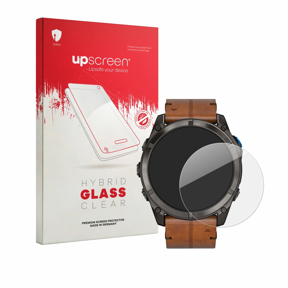 upscreen - Screenprotector voor Garmin D2 Mach 2 Pro (51 mm) - Folie Beschermfolie Beschermglas transparant