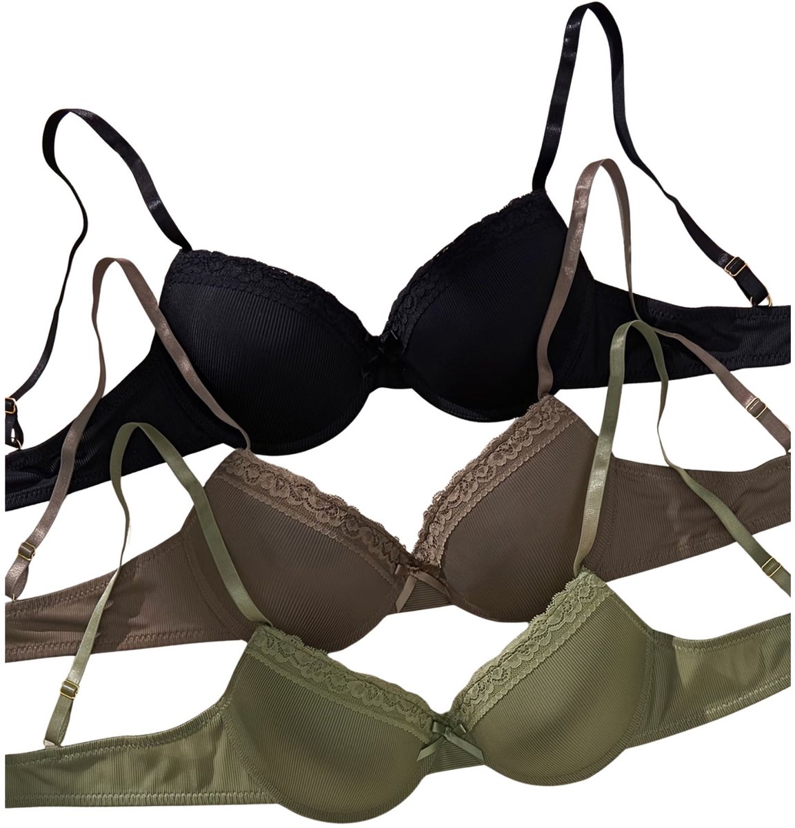 Currero BH Zonder Beugel - Strapless - Zonder Bandjes - Met Voorsluiting - Push-up Bh's - Comfort Beha - Comfortabel - Grote Sluiting - Bruin + Groen + Zwart