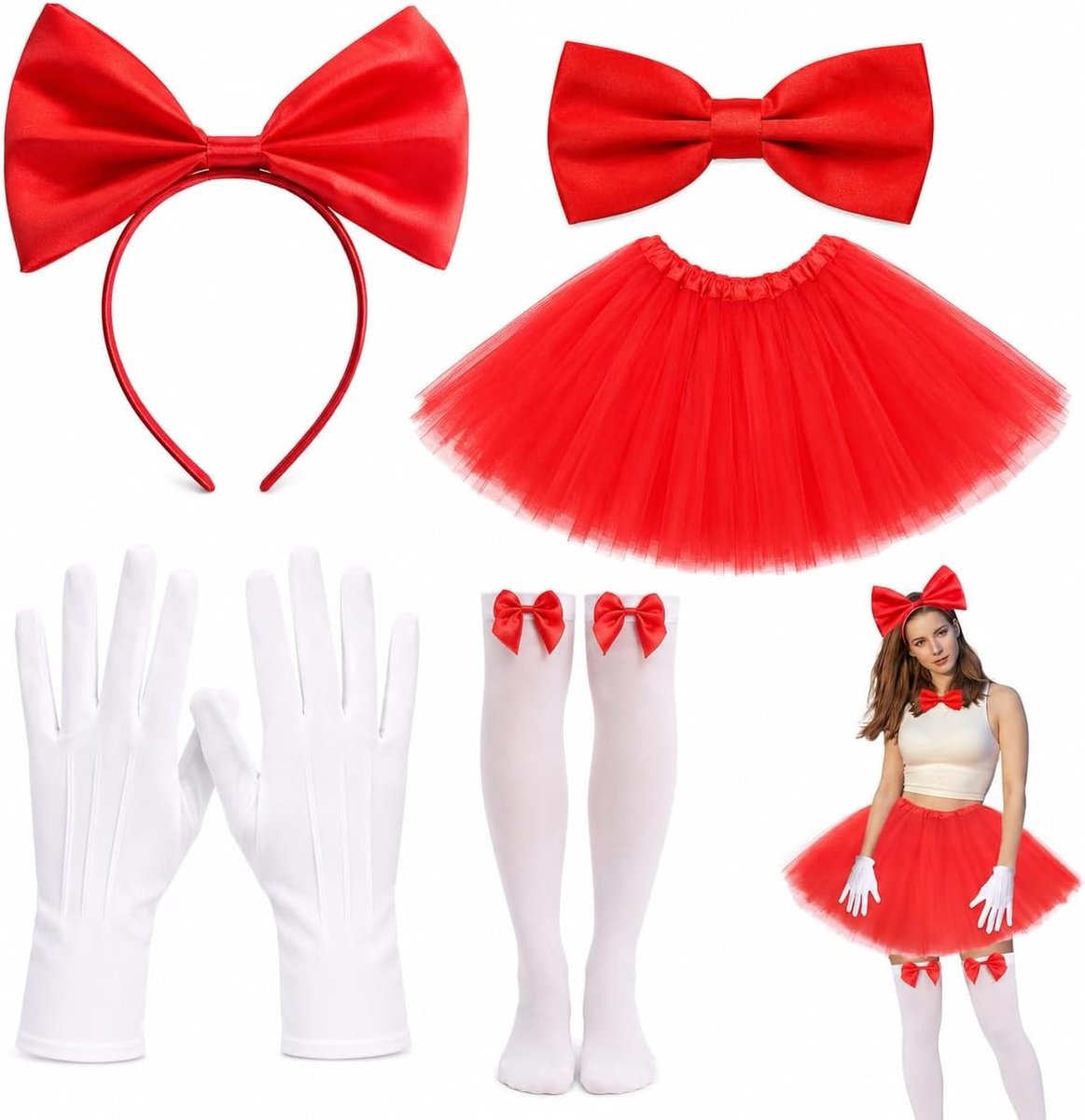 Vintage Grote Strik Haarband met Tulle Tutu Rok voor Dans, Carnaval, Feest en Kostuums