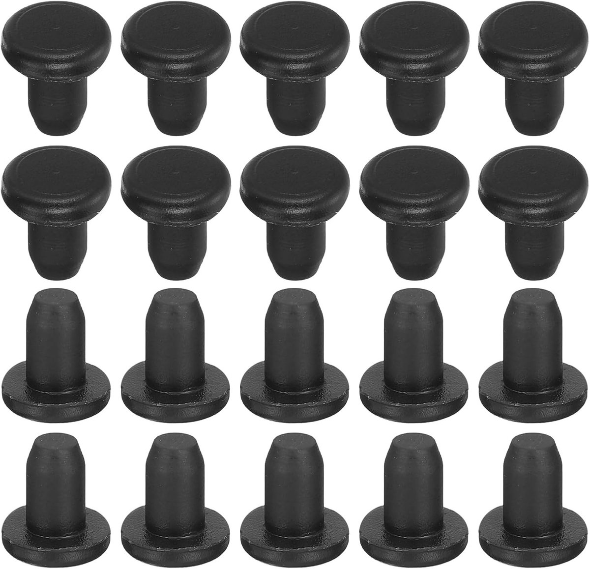 20 stuks zwarte rubberen waterdichte knopstoppen 3,8 mm voor flessen en buizen - T-vormige flexibele stopset voor doe-het-zelf projecten