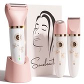 3-in-1 Ladyshave Gezicht - Oksels - Benen - Bikinilijn - Sansbeauté® - Scheerapparaat Vrouw - Ontharingsapparaat - Gezichtsontharing Dames - Trimmer Vrouw Intiem - Ladyshaves Bikini - USB Oplaadbaar