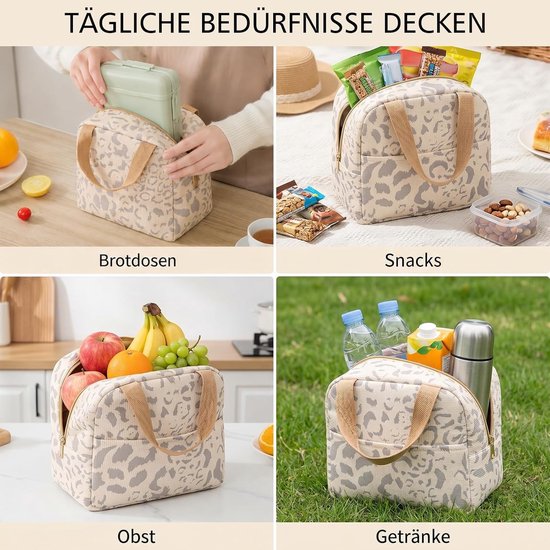 Lichte en compacte geïsoleerde koelbox van 6L voor lunch, ideaal voor werk, school en picknicks in beige — afbeelding 4