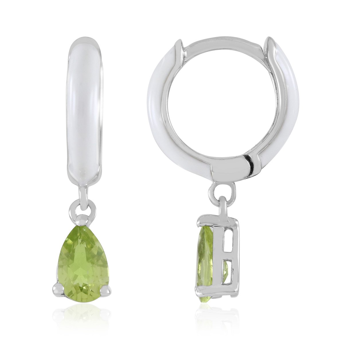 Cavill - Peervormige Peridoot Oorbellen 0,81 ct - 925 Sterling Zilver met Platina Coating - Elegante Groene Edelsteen Oorstekers