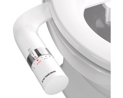 Auralum Max Luxe Abattant de Bidet Ultra Fin pour Toilettes - Avec 2 buses - Pression d'eau réglable - Facile à installer - Pour nettoyage anal et intime - Universel - Blanc et chrome