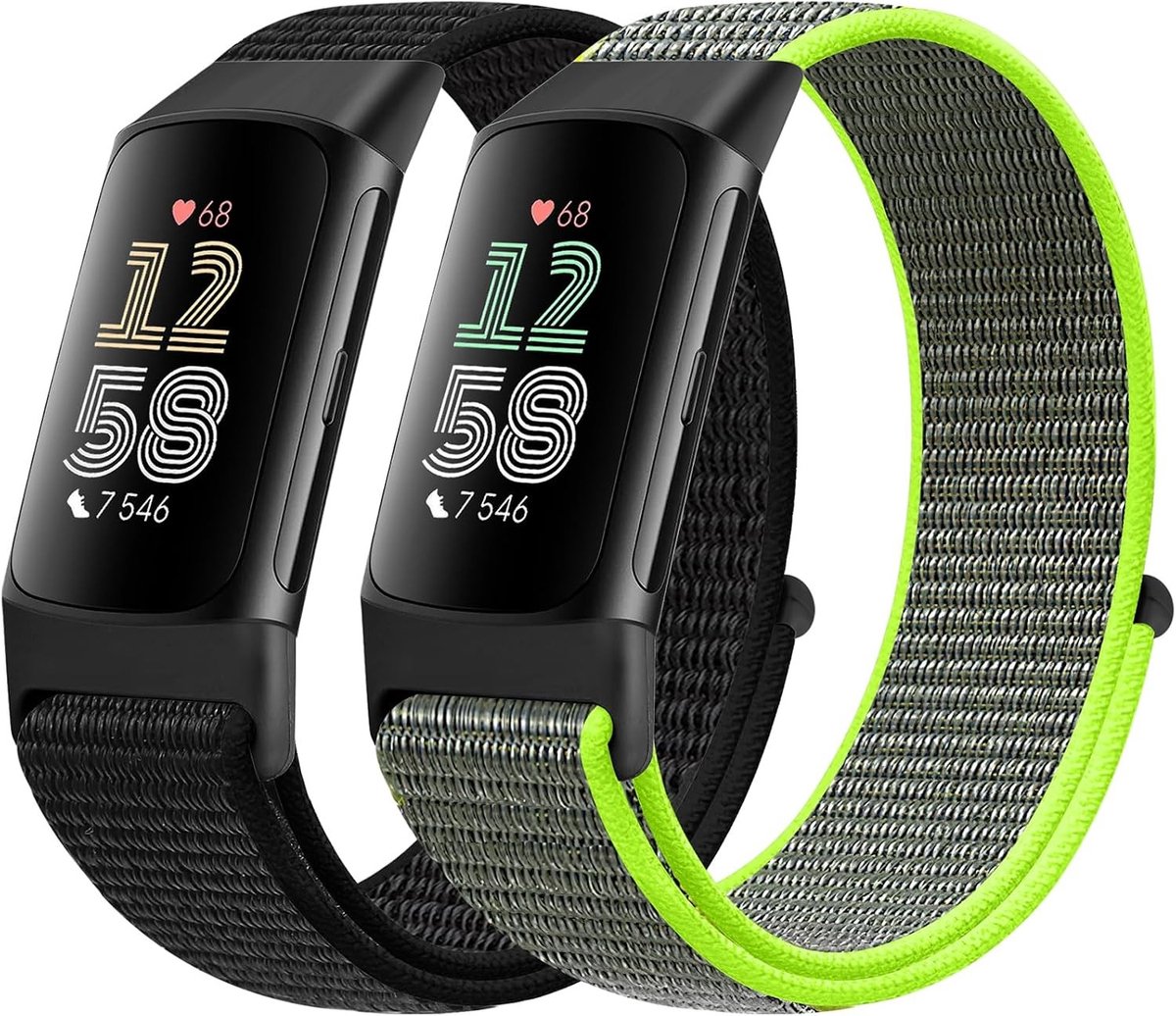 Verstelbare en Ademend Nylon Sportband voor Fitbit Charge 5 - Vervangende Polsband voor Dames en Heren, Ideaal voor Fitness en Activiteiten
