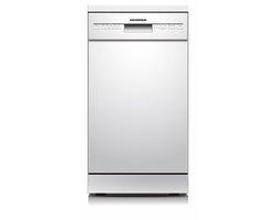 Heinner HDW-FSM45510WE++ Vrijstaande Vaatwasser – 10 Couverts – 5 Programma’s – Halve Belading – Verstelbare Bovenkorf – AquaStop – Kinderslot – 45 cm – Wit – 5 Jaar Garantie