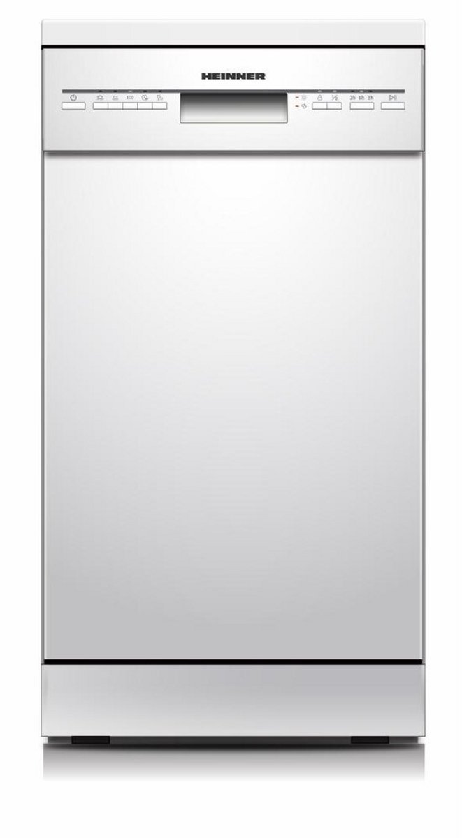Heinner HDW-FSM45510WE++ Vrijstaande Vaatwasser – 10 Couverts – 5 Programma’s – Halve Belading – Verstelbare Bovenkorf – AquaStop – Kinderslot – 45 cm – Wit – 5 Jaar Garantie