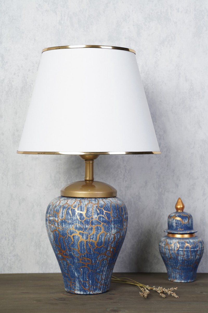 Asir - Tafellamp - Blauw en wit - 40 x 30 x 40 cm