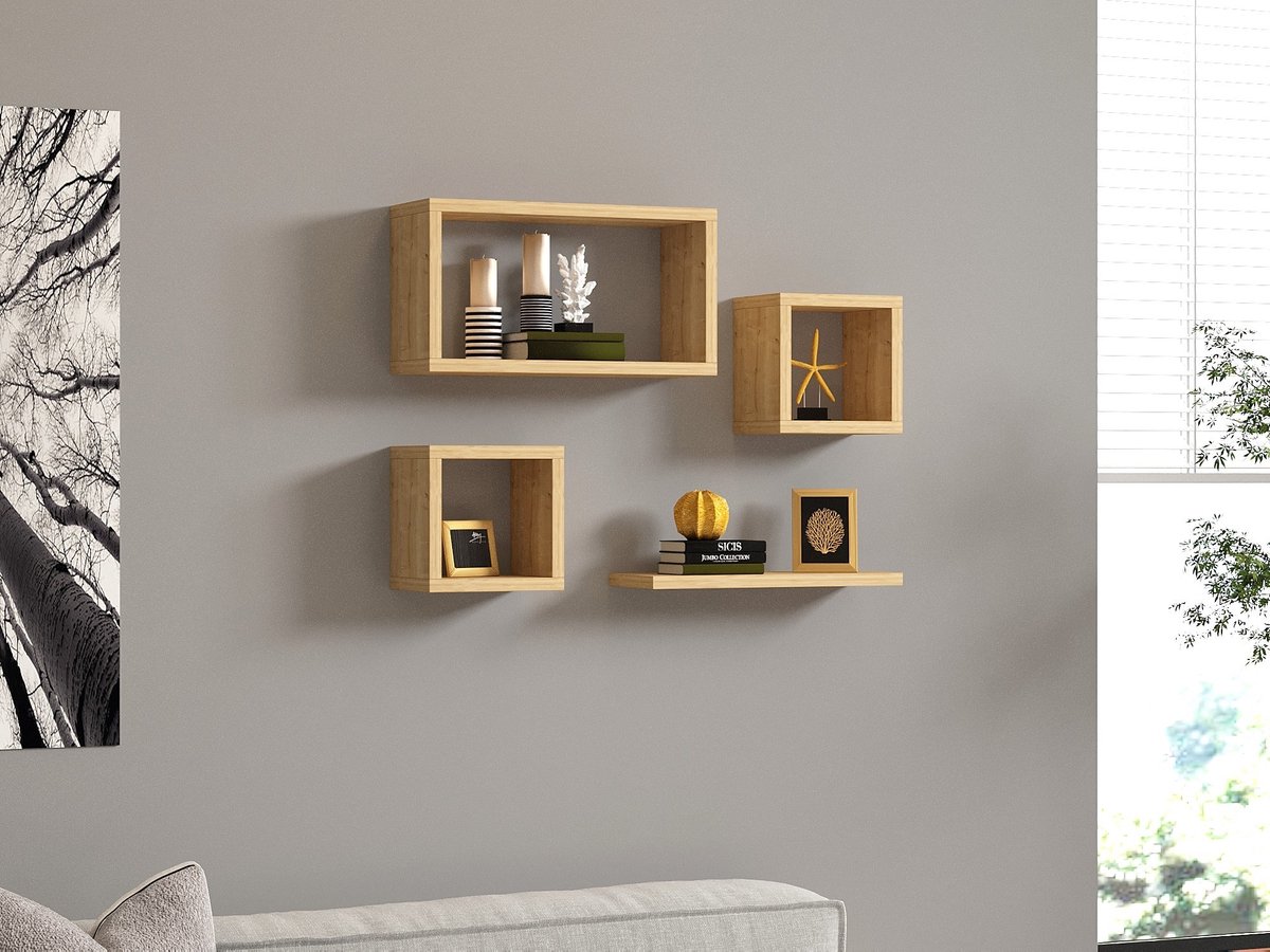 Asir - Wandplank - Saffiereiken - 24 x 15 x 44 cm