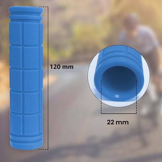 Fietsgrips ergonomisch van zacht rubber 120mm blauw — afbeelding 3