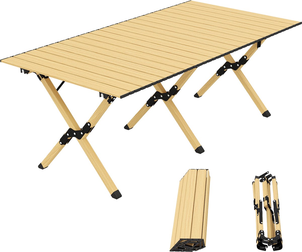 Outsunny Picknicktafel-Aluminium-117L x 60B x 44H cm-Eiken