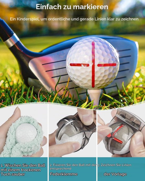 Golfbalmarkering Set met Drie-Lijnen Sjabloon en Klem voor Precisie Putten — afbeelding 2