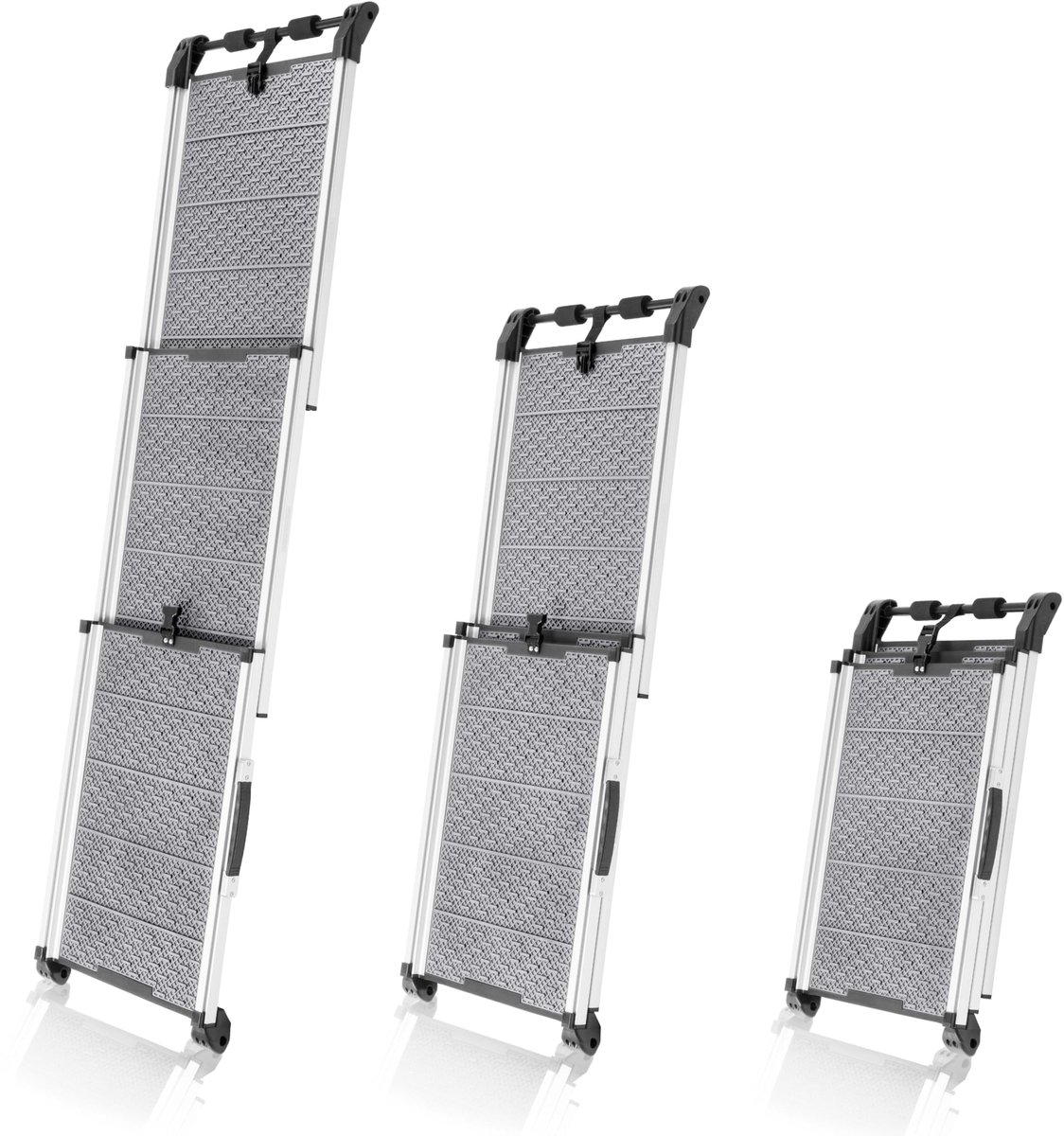 Famanu – Uitschuifbare hondenloopplank voor de auto, antislip en stabiel, geschikt voor grote honden tot 90 kg, met reflecterende zijkanten voor gebruik in het donker, zwart