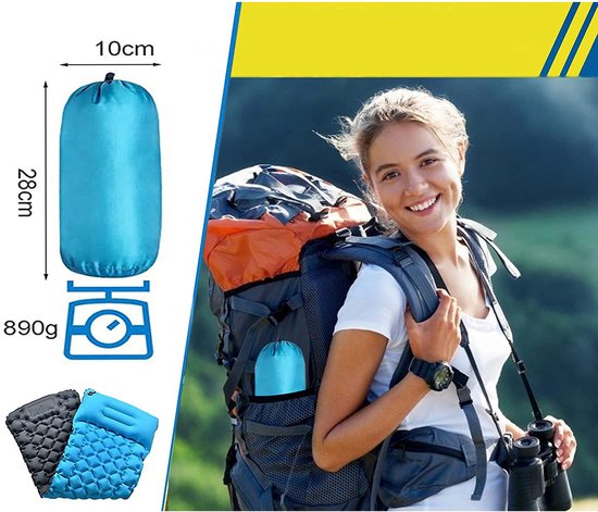 Campingmat, Draagbaar Luchtbed Compact, Dubbel Koppelbare Opblaasbare Campingmat, Ingebouwde Voetpomp. — afbeelding 4