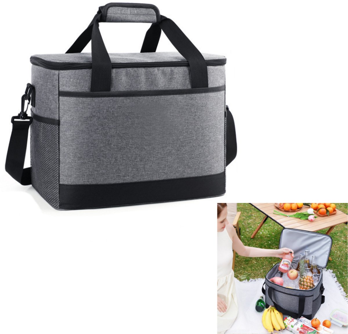 Namajunas - Koeltas - 40×25×29 cm - Inhoud 30 liter - Inclusief schouderband - Waterdicht - Houdt 5 tot 6 uur koel - Isolatie gedurende 3 tot 4 uur - Kampeertas - Koeltas rugzak - Ideaal voor outdoor activiteiten
