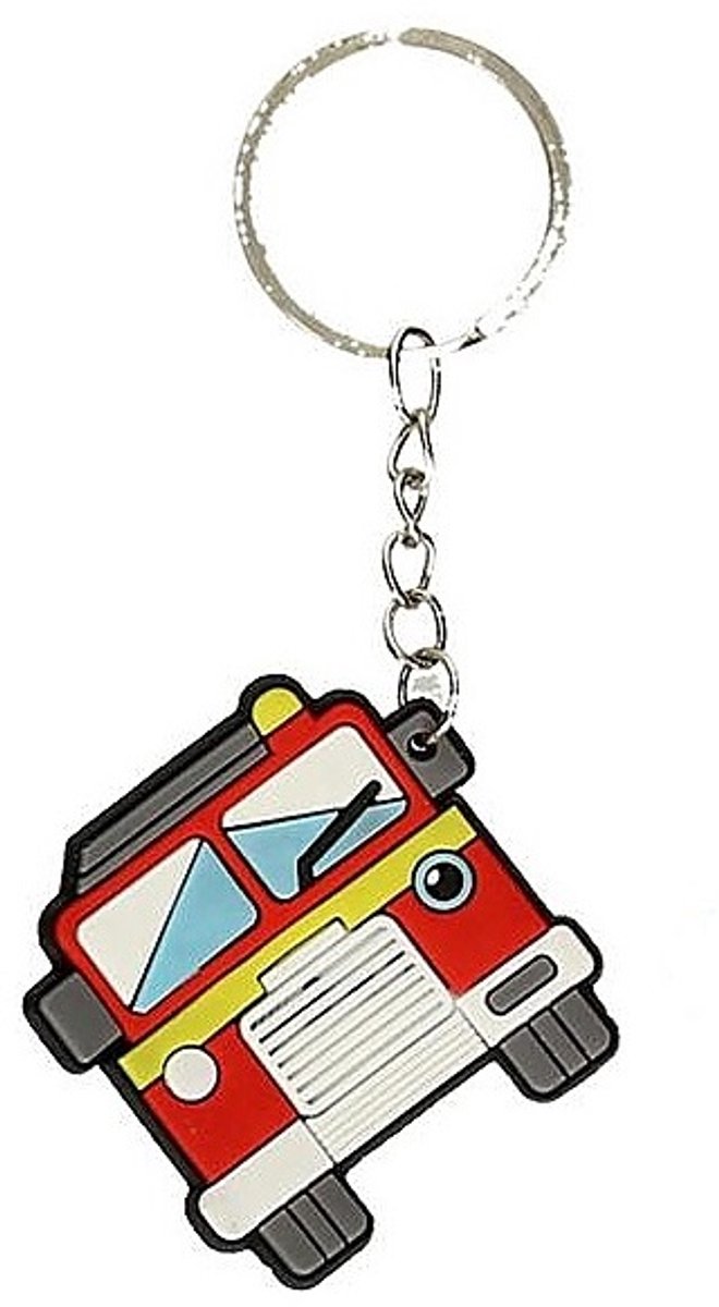 Brandweer Sleutelhanger & Tashanger - Brandweerauto Sleutelring - Strak & Gedetailleerd Ontwerp - Vuurrood - Stevige Ring