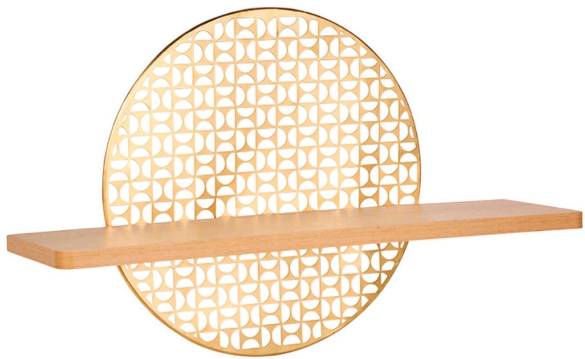Ostaria Wandplank Sol - bruin/goud - mdf/metaal - 50 cm - muurplank - hangplank