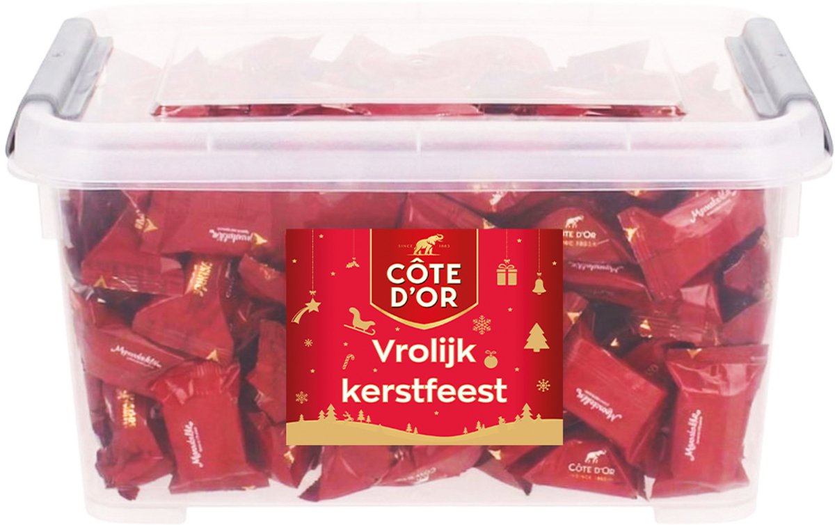 Côte d'Or Mini Bouchée chocolade kerstcadeau met opschrift "Vrolijk Kerstfeest" - 2000g