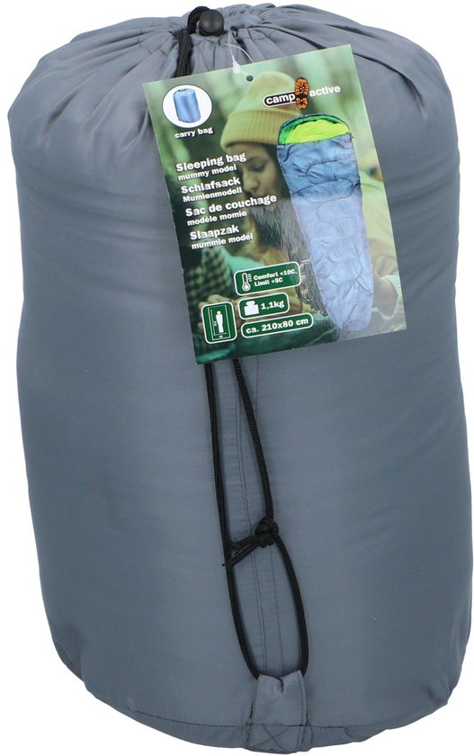 Camp Active Mummy Slaapzak - Zomerslaapzak voor 5°C tot 10°C - 210 x 80 cm - Grijs/Geel van Camp Active — afbeelding 2
