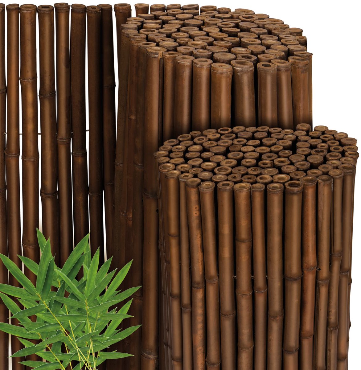 Famanu – Premium bamboe tuinscherm van geharde bamboestokken, donkerbruin, hoge kwaliteit