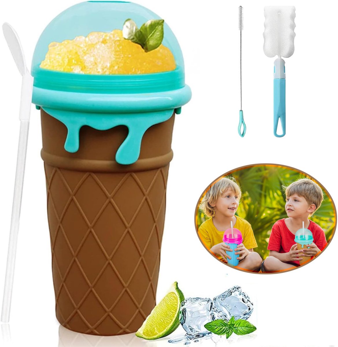 Siliconen Knijpbeker - Beker Voor Slushmaker - Magische Snelle Bevroren Smoothiebeker - Dubbellaagse Knijpbeker - Koelbeker